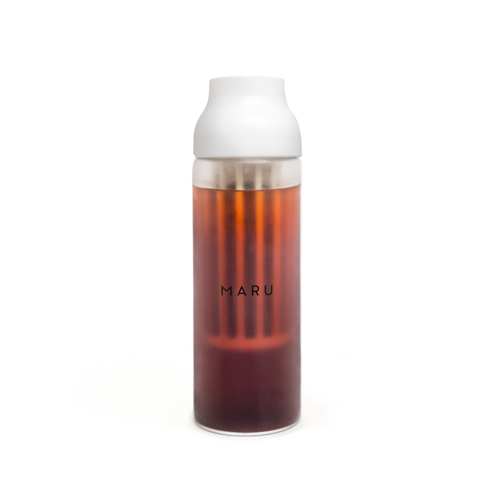kinto, japan, cold brew, capsule, carafe, glass, stainless steel, coffee, coffee beans, whole beans, coffee shop, cafe, home barista, iced coffee, white, maru coffee, maru, maru logo, filter, sustainable